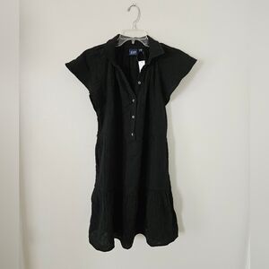 NWT Gap Black Crinkle Gauze Dress